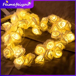 valentines day gift decorations USB/Battery Operated 10/20/40/80 LED Rose Flower led strip light fairy String Lights Artificial Flower Bouquet Garland for Valentines Day proposal confession Wedding Party decoration items flash lighting for room