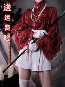 Gothic Style Loose Shirt with Bat Sleeves Red And Black Dragon Bone Cemetery Lolita Spring Autumn Shirt Other Material in Stock