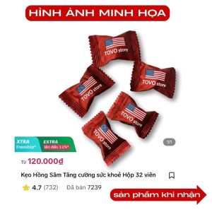 Kẹo Hồng Sâm Tăng cường sức khỏe Hộp 32 viên TOVO store