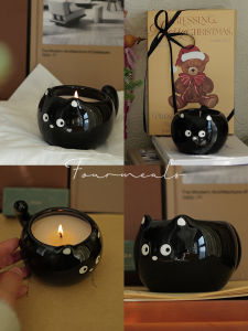 Hoa Cỏ Nhỏ Dễ Thương Mèo Đen Nến Thơm Nhẹ Nến Thơm Nước Tách Quà Tặng Sinh Nhật Cho Phụ Nữ Trang Trí Nhà Quà Tặng