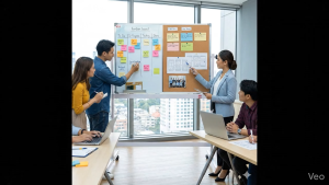 TIMCO MOBILE WHITEBOARD + CORKBOARD COMBINATION w/ Collapsible & Height Adjustable Stand (Magnetic Single Side Plywood Backing Aluminum Frame) 2x3ft~4x9ft