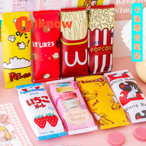 I know Cartoon Snacks Pencil Pouch Student Pencil Case Stationery Bag Popcorn Fries Storage Bag Pencil Case Student Stationery Gift
