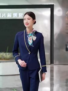 Aviation College Stewardess Uniform Business Wear Mens and Womens Same Suit Suit Ho Front Desk High-Speed Rail Restaurant Work Clothes