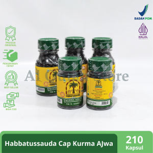 Habbatussaudah Jintan Hitam Cap Kurma Ajwa Habatusaoda Asli Original 120 dan 210 Kapsul