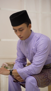 NEW Design Brand Sempurna Baju Melayu Lilac Purple Regular Slim Fit Cotton Sedondon Baju Raya - C015BM / BMC