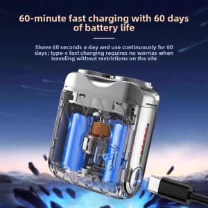 MONLEYTA | Portable Travel Electric Shaver For Men German Precision Small Cannon Stainless Steel Dual Blade Head Full Washable 160 Min Runtime