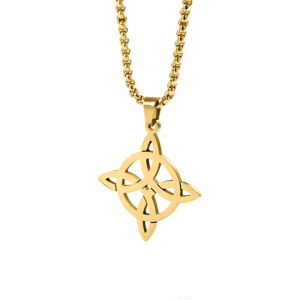 Viking Celtic Knot Pendant Necklace Men Stainless Steel Box Chain Necklaces Irish Witch Knot Jewelry