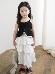 YOEHYAUL | Áo Thun Ngực Dây Đan Đối Chiếu Màu Mỏng Elegance Phong Cách Cho Nữ
