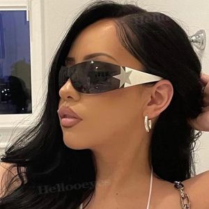 CLIBER Luxury Punk Sports Sunglasses Women Brand Designer Y2K One Piece Sun Glasses Men Goggle Shades UV400 Five Star Fashion Eyewear newcln