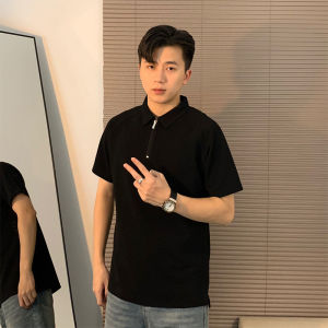 Áo Thun Polo Nam Tay Ngắn Khóa Kéo Màu Đen Cổ Polo Tay Lửng Chất Lượng Cao Mùa Hè Cổ Polo Tay Lửng Phong Cách Mỹ Cổ Điển