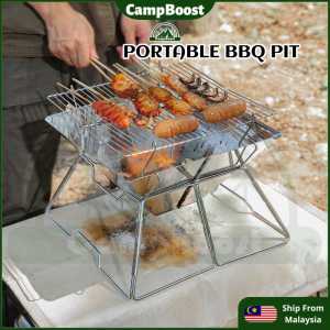 CampBoost Camping Portable BBQ Rack BARBECUE Pit Stainless Steel