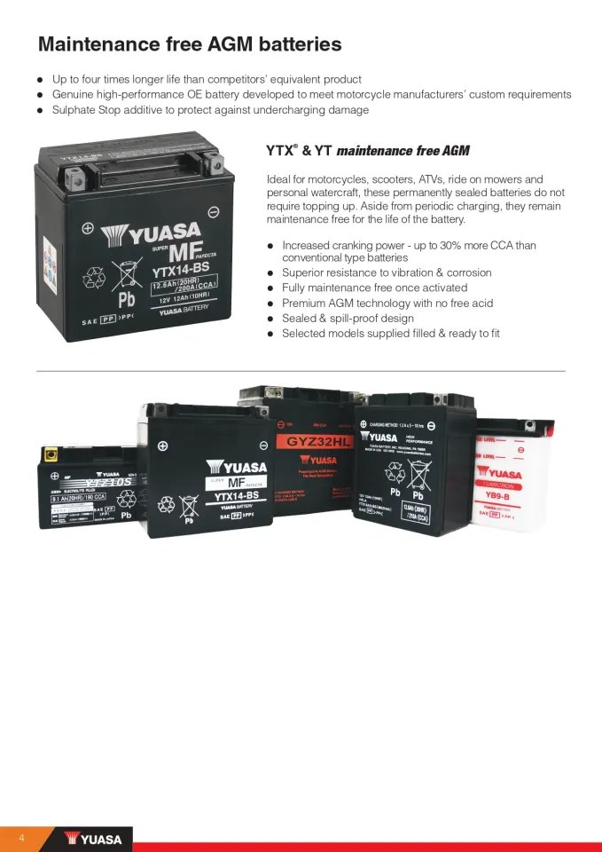 Yuasa YTX14-BS AGM Battery