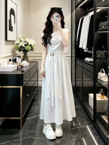 ZHENMANZI | French White Sleeveless Dress for Summer Elegant Look