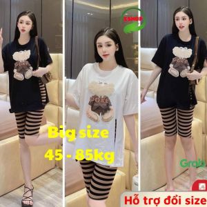 Đồ bộ nữ bigsize ESHOP đồ bộ mặc nhà áo xẻ tà 2 bên quần lửng ngố thun gân đẹp dễ thương đi chơi ngủ cute DB40