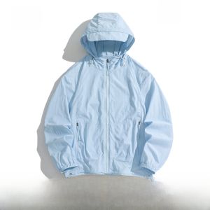 Ami Iepo Official UPF50+ ฤดูร้อน เสื้อผ้าป้องกันแสงแดดตรง ปกเสื้อ เส้นใยไนลอนแขนยาว 18-25 ปี ผู้หญิง แฟชั่น