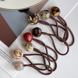 French Tulip Flower Bud High Ponytail Hair Ties Bun Headscarf Acetate Gold Label High Elasticity Hair Bands Fashion Accessories