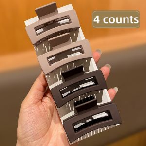 4PcsCoffee Color Medium-Sized Square Hair Clips Suitable for Daily Use Womens Hair Accessories Gift Recommendation