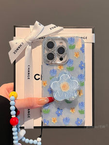 เคสโทรศัพท์แบบครอบเต็มสำหรับ Apple 16Promax 17 ลายดอกกุหลาบสีฟ้าสวยงาม ป้องกันเลนส์ 14Plus 13pro ดีไซน์สดชื่นสำหรับผู้หญิง