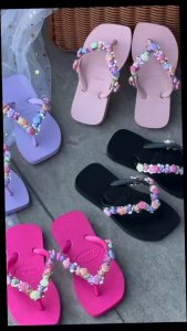 Girls Stylish flat sandals cute colorful seashell decorations non-slip & comfortable flip-flops slip-on waterproof beach sandals Size 24-35