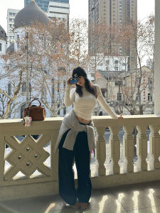 D YANGJUN Spring 2025 Womens Loose Wide Leg Straight Casual Pants Black Long Trousers Versatile Comfortable Fashionable