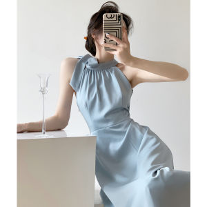 Elegant Off-Shoulder French Style Neck Hanging Dress