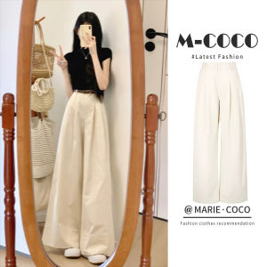 Quần Tây Nữ Cạp Cao Màu Cam Mùa Hè Bằng Lụa Băng Quần Ống Rộng Ống Đứng Thường Ngày