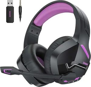 BINNUNE 2.4GHz Wireless Gaming Headset Bluetooth 5.3 Gaming Headphone with Noise Canceling Mic Multi-Platform for PS5/PS4/Switch