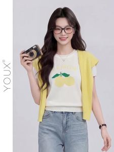 YOUXIANG | Áo Thun Knit Trẻ Hóa Mùi Chanh Tươi Thời Trang Đa Năng