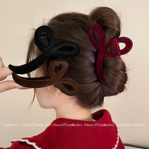 กิ๊บติดผมผ้ากำมะหยี่สีแดงขนาดใหญ่ กิ๊บติดผมสไตล์ฉลามสำหรับผู้หญิง 2024 รุ่นใหม่ กิ๊บติดผมสไตล์เกาหลี วัสดุอื่นๆ