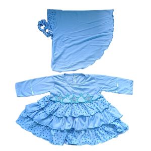 Gamis Bayi Set Jilbab Gamis Anak Perempuan Umur 1-2 Tahunan Motif Bintang