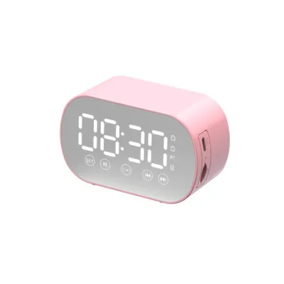 Rechargeable LED Digital Alarm Clock HD Mirror Display Portable Bluetooth Speaker Wireless Bluetooth Sleep Timer Bedside