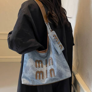 Denim Underarm Bag Womens 2025 New Fashion Korean Shoulder Bag Large Capacity Versatile Commuter Tote Bag