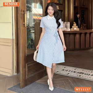 Đầm thiết kế BEMINE cổ đức nơ eo vạt chéo dáng chữ A phù hợp đi chơi-MT11137