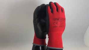 12 Pasang Sarung Tangan Pelindung Hitam Merah Telapak Karet
