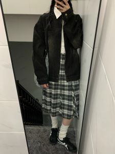 Váy Kẻ Caro Kẻ Ngang Xếp Ly Cạp Cao Dài Vừa Phải Cho Nữ Mùa Xuân Hè Váy Chữ a Váy Midi Váy Công Sở Váy Chữ a