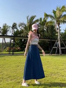 ST367 M-2XL Women Jeans Long Skirt Retro And Vintage Style Denim Skirts Midi Women Long Skirts