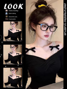 French Style Bow Off Shoulder Long Sleeve T-Shirt