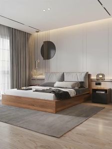 (FREE INSTALLATION) (Pre Order)High quality Nordic Light Luxury Double Bed Modern Simple King Bed Plate Storage Bed With Mattress and Bedside Table | Queen/King Size