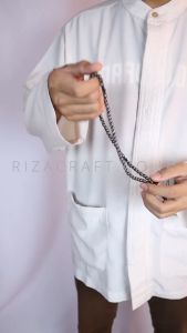 Kalung Tasbih 99 Butir Batu Akik Hitam Blustin ASLI Alam Natural Unik Etnik Antik