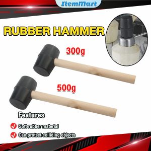 ItemMart 300g 500g Black Rubber Mallet Hammer with Wood Handle