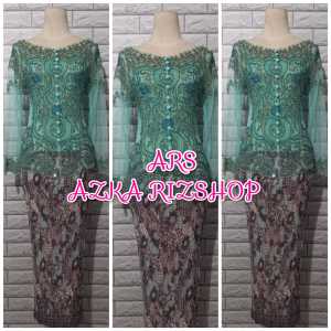 set kebaya wisuda kebaya mint + longtorso dan rok prisket