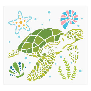 1PC 11.8 นิ้วเต่าทะเลแม่แบบลายฉลุสําหรับภาพวาด DIY ผนังไม้ผ้า Ocean Theme Decor