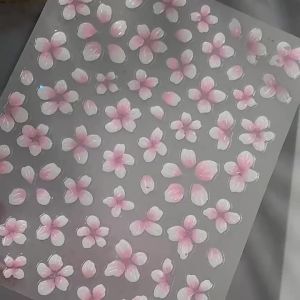 1/2 Chiếc 5D Hồng Jelly Hoa Anh Đào Dán Móng Tay Sakura Tự Dính Băng Trong Suốt Hoa Làm Móng Đề Can Cho Mùa Xuân