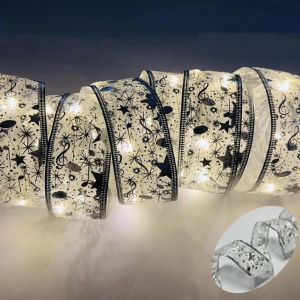 New Year 2026 Christmas Decoration LED Ribbon Fairy Lights Christmas Tree Ornaments for Home DIY Bows Light String Navidad 2025