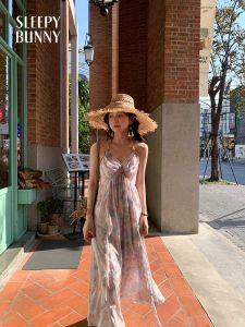 Watercolor Oil Painting Print Summer Beach Vacation Dress