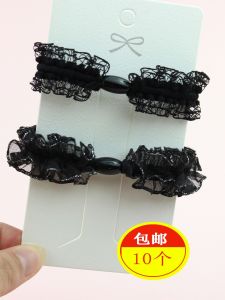 Qian Man เกาหลีลูกไม้อุปกรณ์เสริมผมริบบิ้นสีดําหนาขนาดใหญ่ผมยืดหยุ่นสําหรับ Braiding Horse TAIL ผม