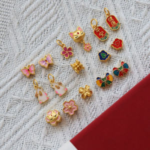 Handmade DIY Copper Plated Gold Enamel Sand Gold Moon Rabbit Bracelet Accessories Braiding Rope Jewelry Fashion Accessories