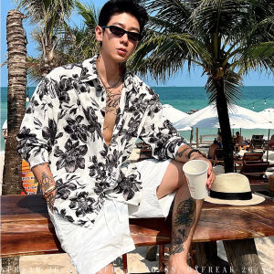 Stylish Retro Silk Long Sleeve Mens Shirt Summer Thin Sunscreen