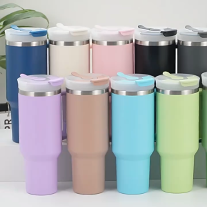 แก้วเก็บความเย็น 40oz สแตนเลส304 เก็บเก็บความเย็น แก้วเยติ มีหูจับ มีหลอดดูด ยกดื่มได้ ดีไซน์สวยสแตนเลสแท้มีหลอดดูดน้ำให้ T01264