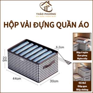 Hộp Vải Đựng Quần Áo Chia Ngăn Có Nắp Đậy Thùng Đựng Đồ Gắp Gọn Thông Minh
